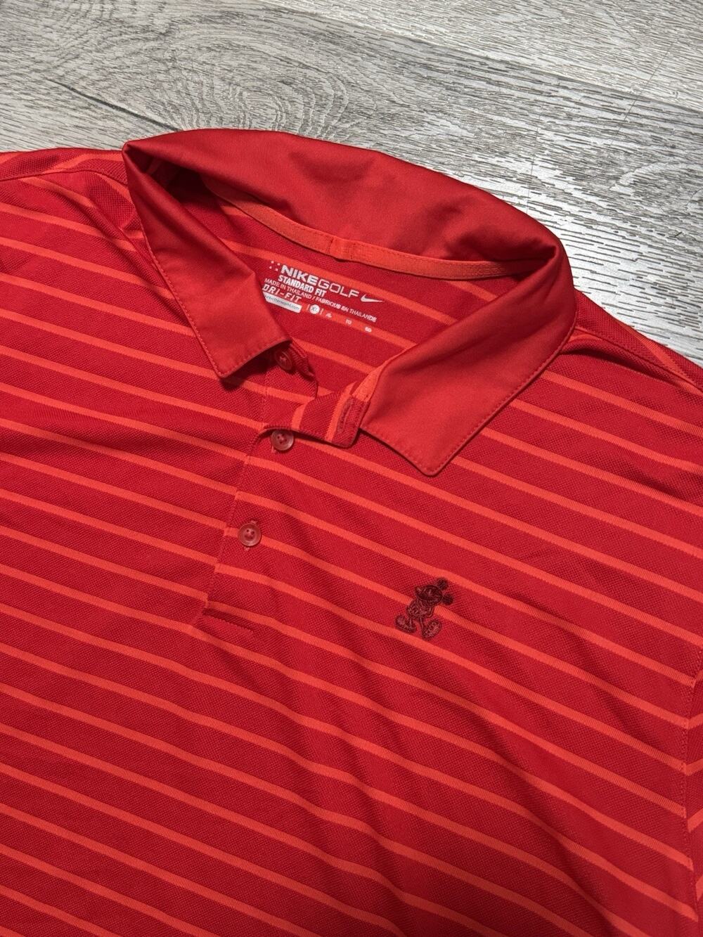 Nike Disney Parks Golf Mickey Mouse Mens Dri Fit Polo Shirt Red Size XL EUC